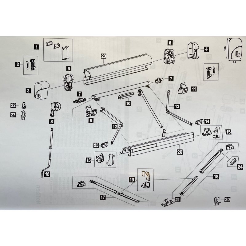 Thule Endstck Aufnahme Tuchrolle Omnistor Markise 5000/5002/5003 li/,  24,95