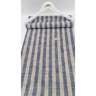 Möbelbezugsstoff Polsterstoff Dekostoff grobe Webstruktur Blau/Beige 1252