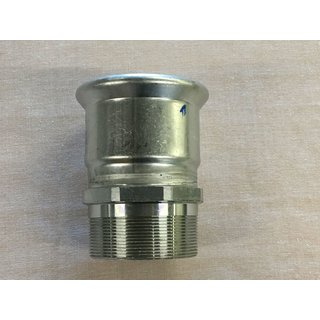 Geberit Mapress Übergangstück 88,9mm mit AG Edelstahl Pressfitting L63